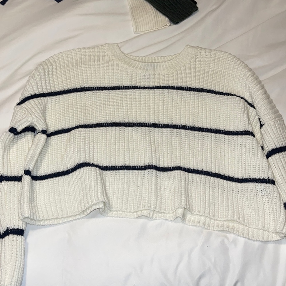 Striped white sweater